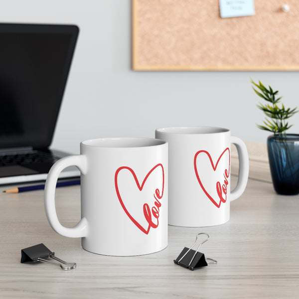 Valentine's Day Love Mug, White 11 Oz