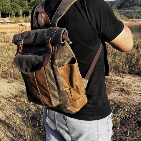 NYFifty Vintage Canvas Leather Backpack