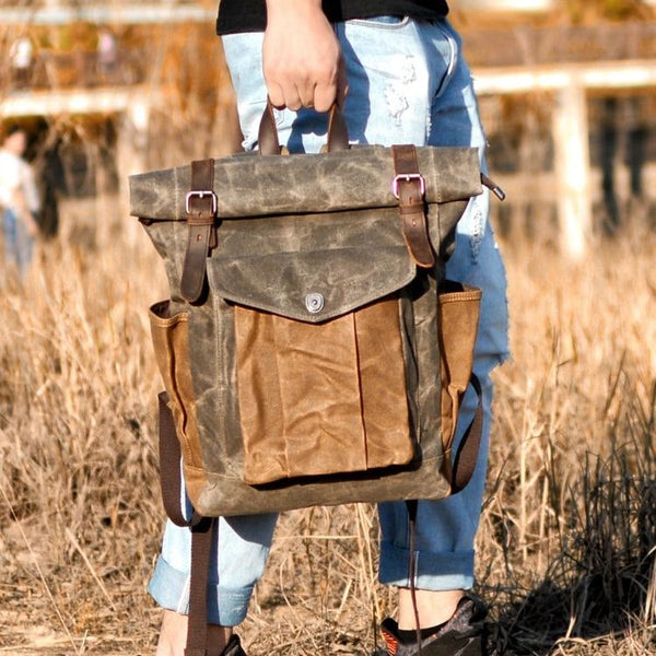 NYFifty Vintage Canvas Leather Backpack