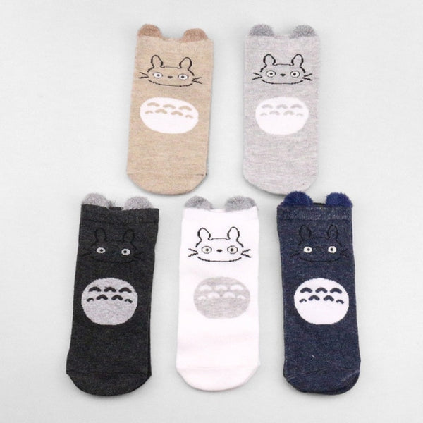 5 Pairs of Cotton Women's Socks Featuring Various Animals