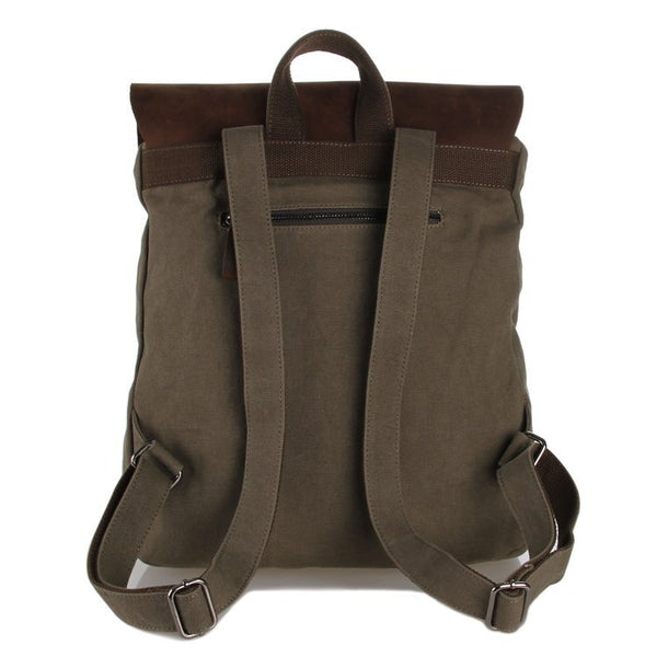 Fashion Leather Canvas Backpack for School or Hiking