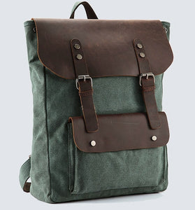 Fashion Leather Canvas Backpack for School or Hiking