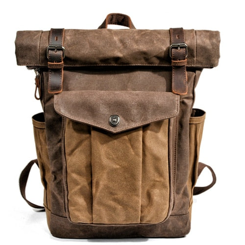 NYFifty Vintage Canvas Leather Backpack