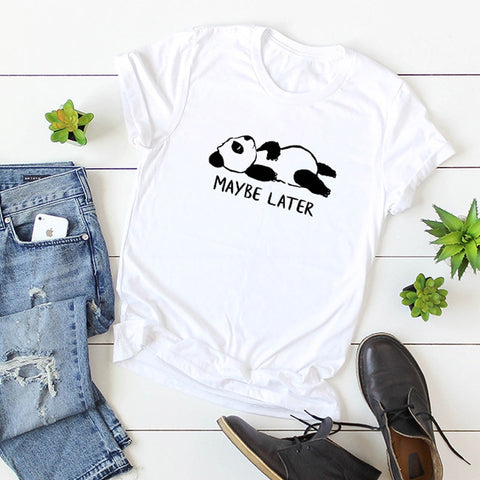 Women's Cute Maybe Later Panda T-shirt