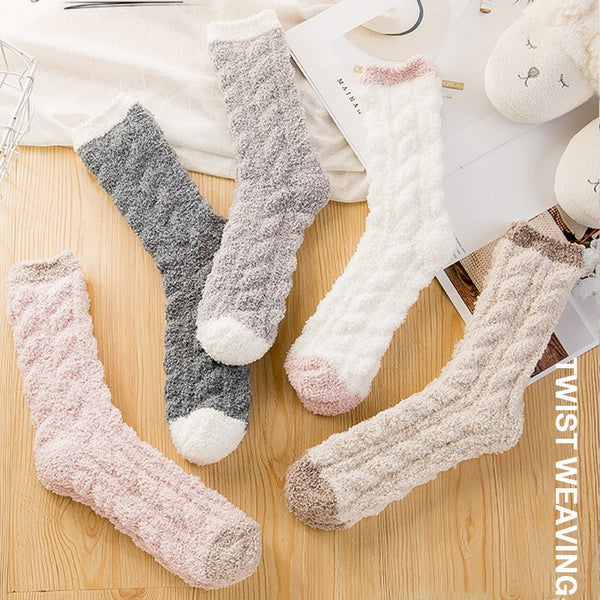 Warm Fleece Winter Candy Color Socks