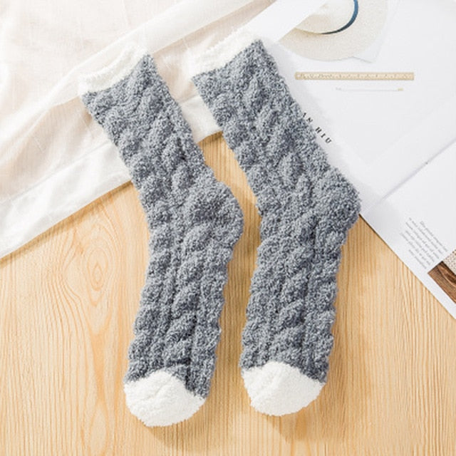 Warm Fleece Winter Candy Color Socks