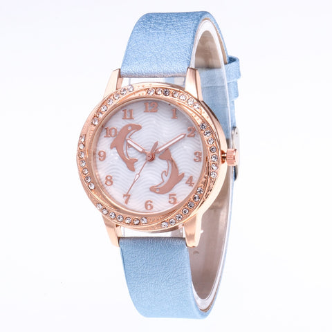 Women's Dolphin Fashion Watch with Leather Strap