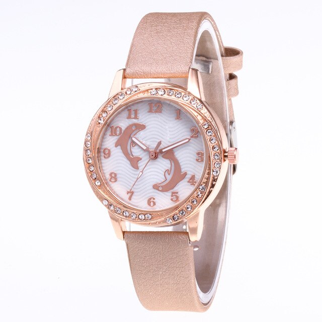 Women's Dolphin Fashion Watch with Leather Strap