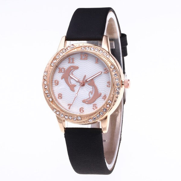 Women's Dolphin Fashion Watch with Leather Strap