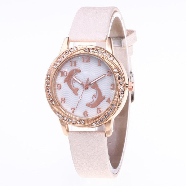 Women's Dolphin Fashion Watch with Leather Strap