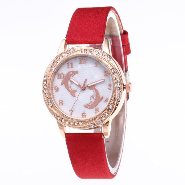 Women's Dolphin Fashion Watch with Leather Strap