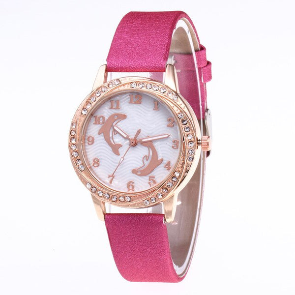 Women's Dolphin Fashion Watch with Leather Strap