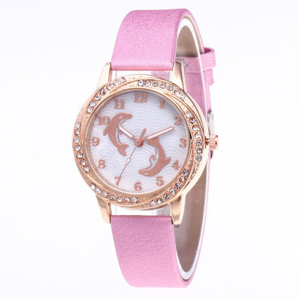 Women's Dolphin Fashion Watch with Leather Strap