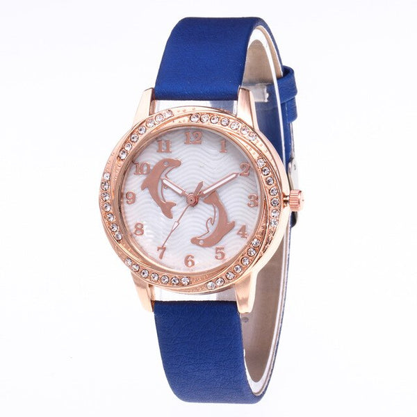 Women's Dolphin Fashion Watch with Leather Strap