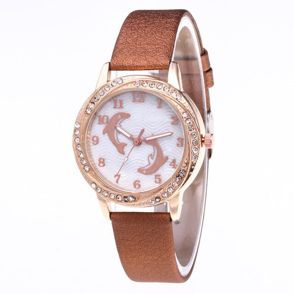 Women's Dolphin Fashion Watch with Leather Strap