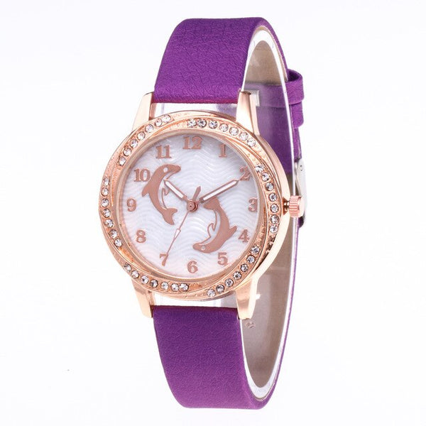 Women's Dolphin Fashion Watch with Leather Strap