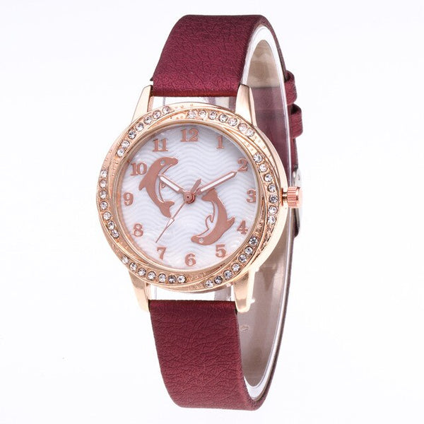 Women's Dolphin Fashion Watch with Leather Strap