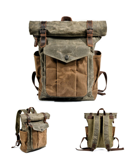 NYFifty Vintage Canvas Leather Backpack