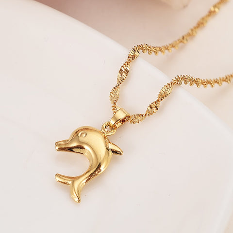 Gold Dolphin Charm Necklace