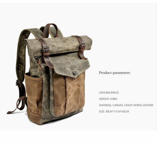 NYFifty Vintage Canvas Leather Backpack